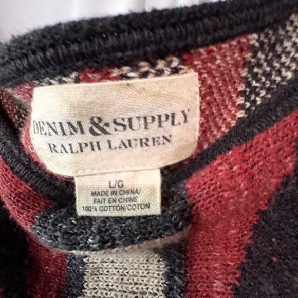 Denim & Supply Ralph Lauren Vintage Women's Aztec Western Cropped Knitted Top LG - Picture 6 of 8